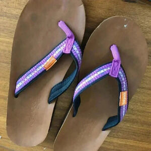 Feelgoodz Leather Flip Flop Purple Aztec Strap